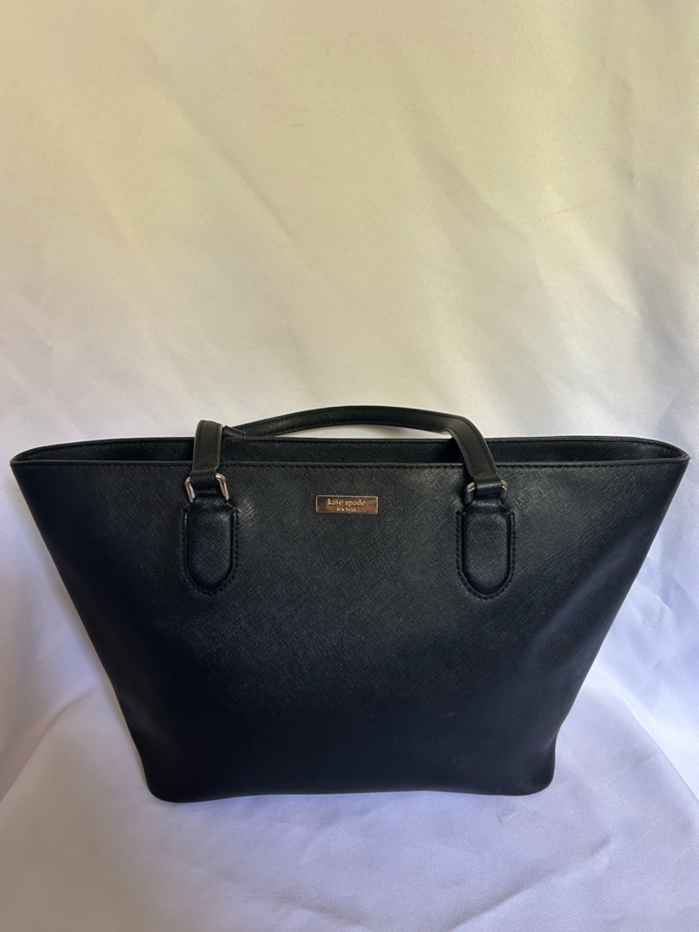 Kate Spade Black Saffiano Tote with Gold Plaque